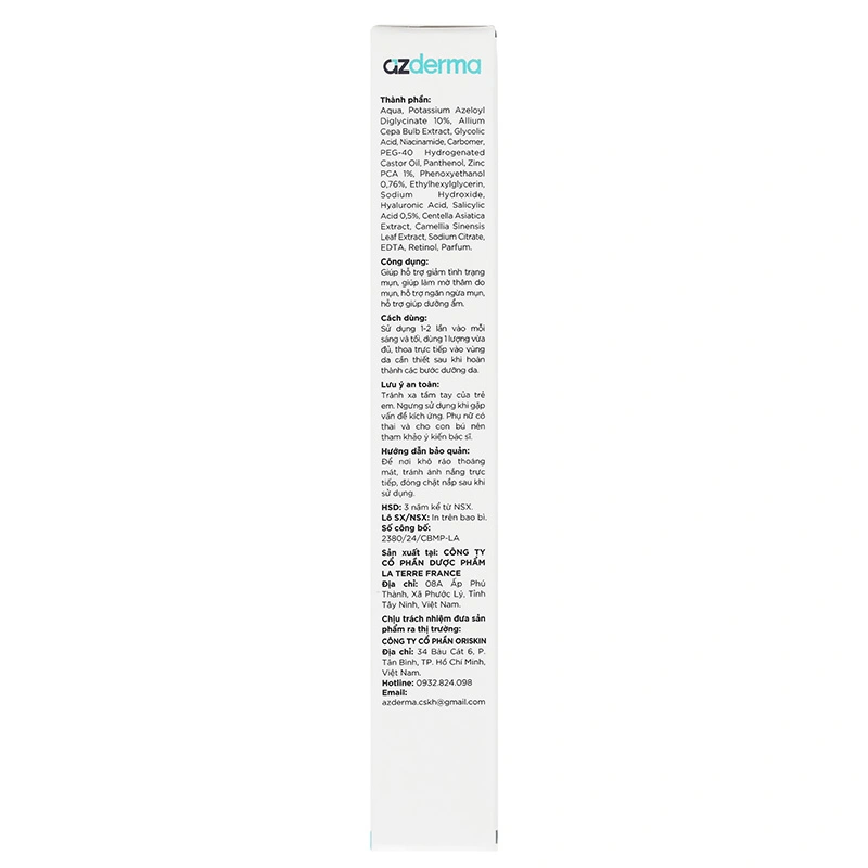 Gel Azderma Zincerra Acne giảm mụn sưng viêm tuýp 15g - 3